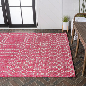 Ourika Moroccan Geometric Textured Weave Indoor/outdoor Rug